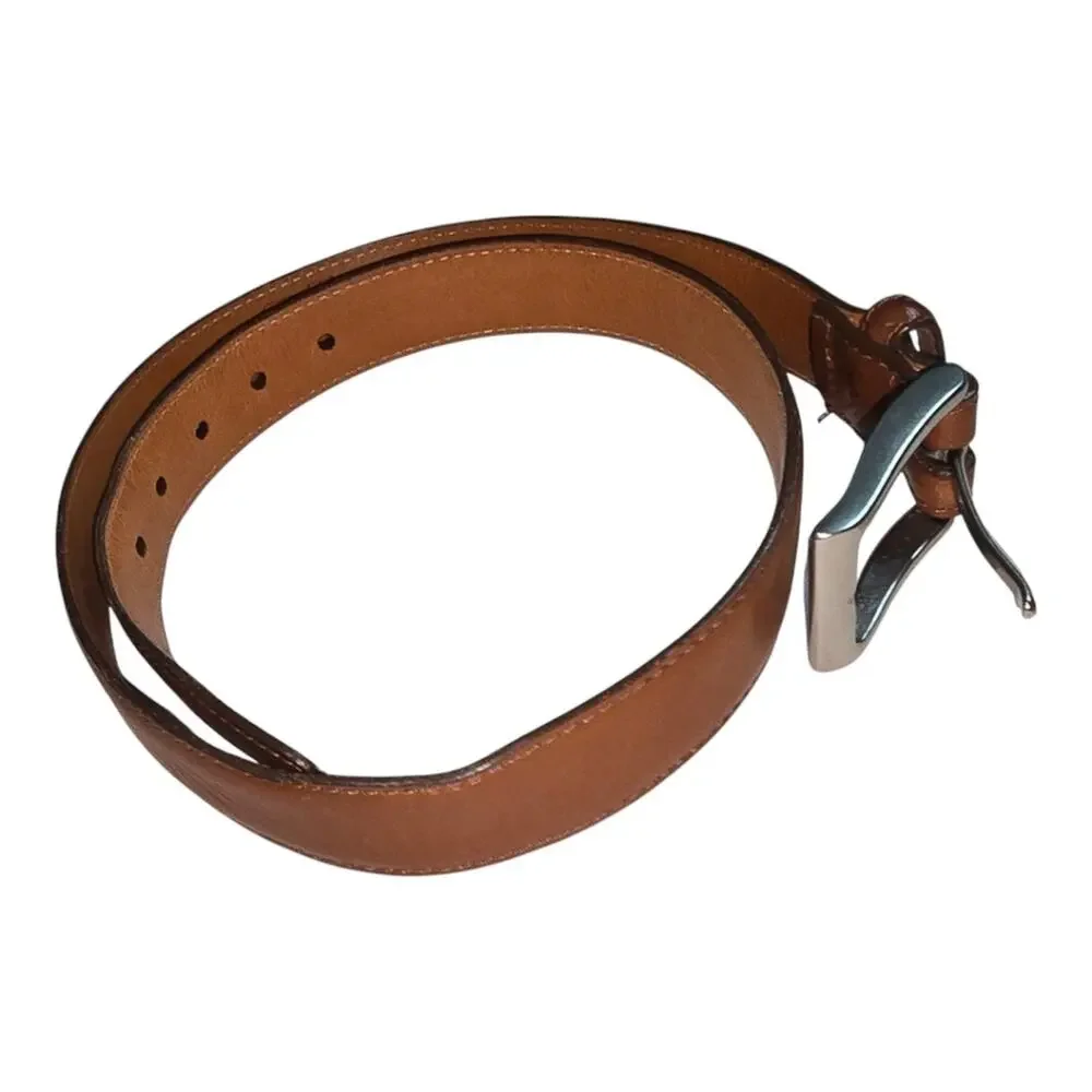Vineyard Vines Tan Leather Belt with Silver Tone Hardware Women's Size 26 Small